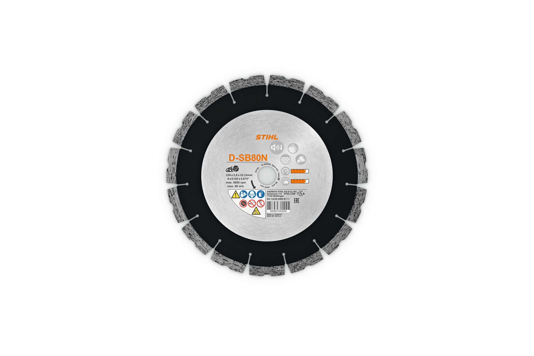 Disque à découper diamanté D-SB80N, Ø 230 mm