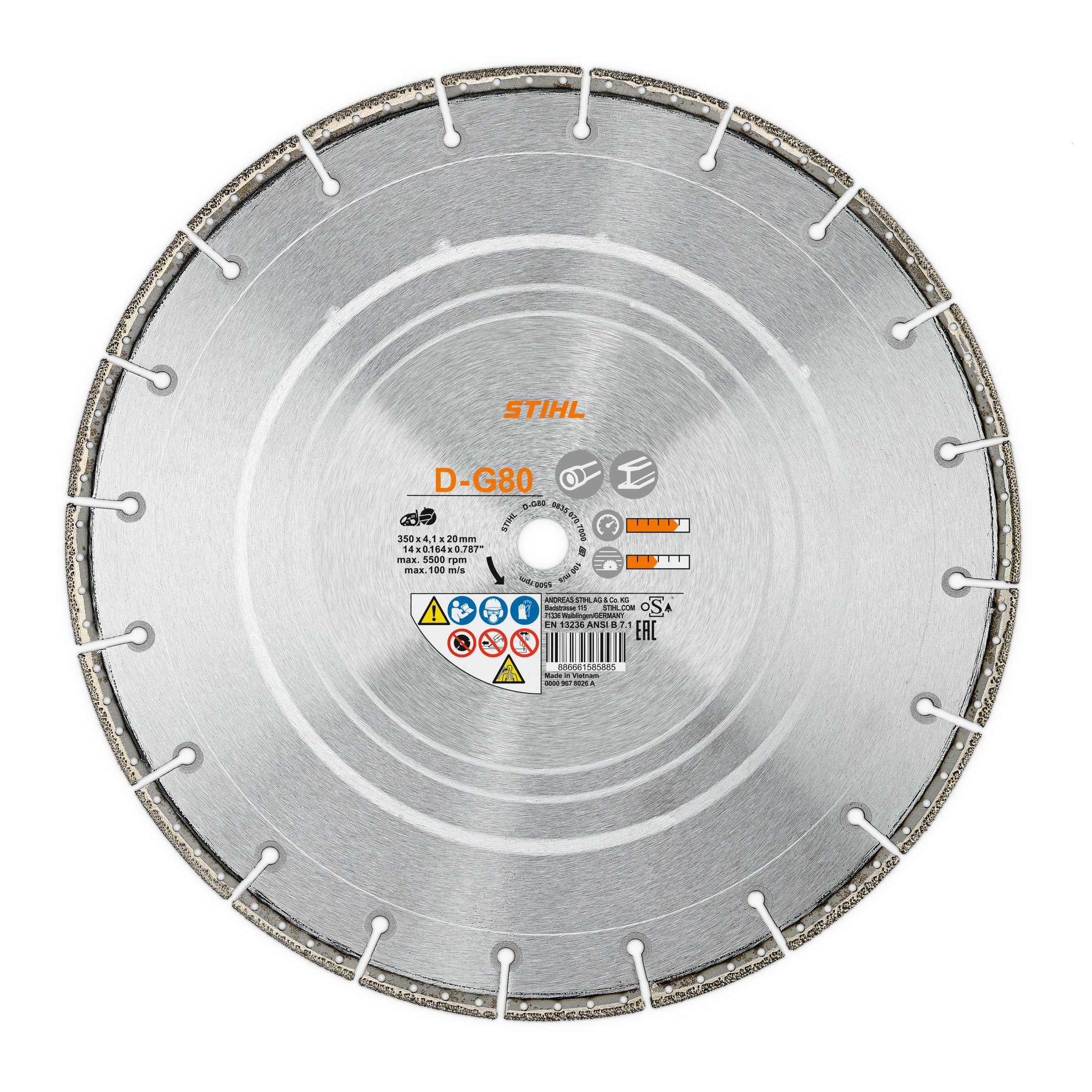 Disque à découper diamanté D-G80, Ø 230 mm
