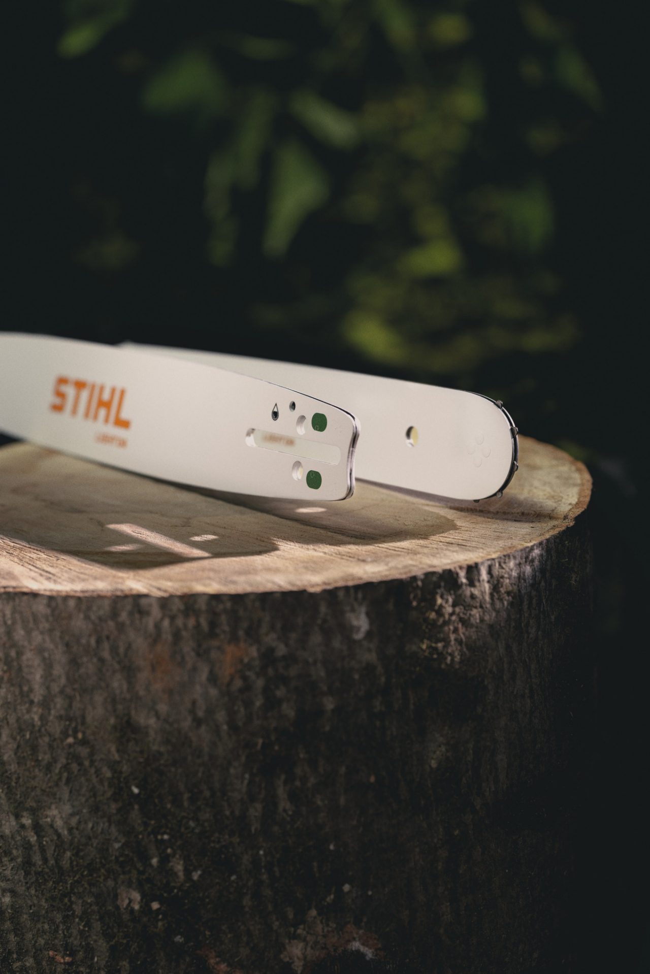 Gros plan sur un guide-chaîne STIHL 