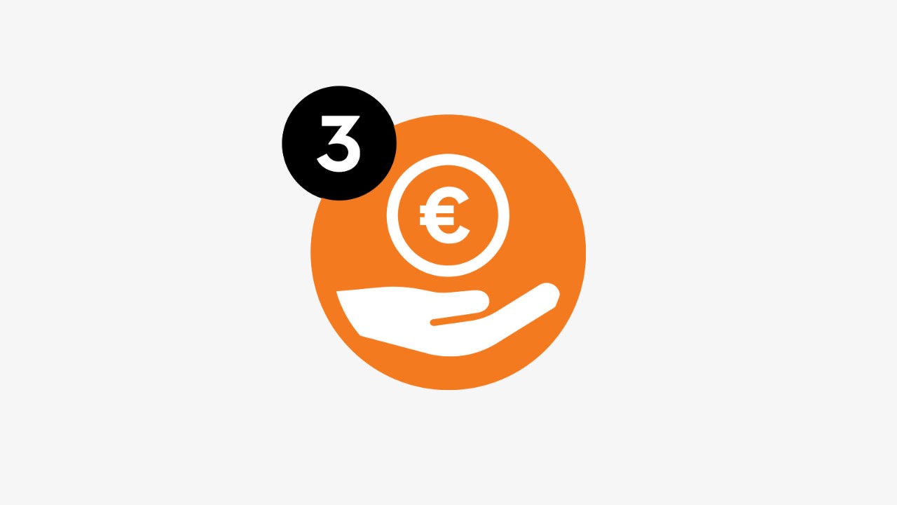 Icône Signe de l'euro au-dessus d'une main