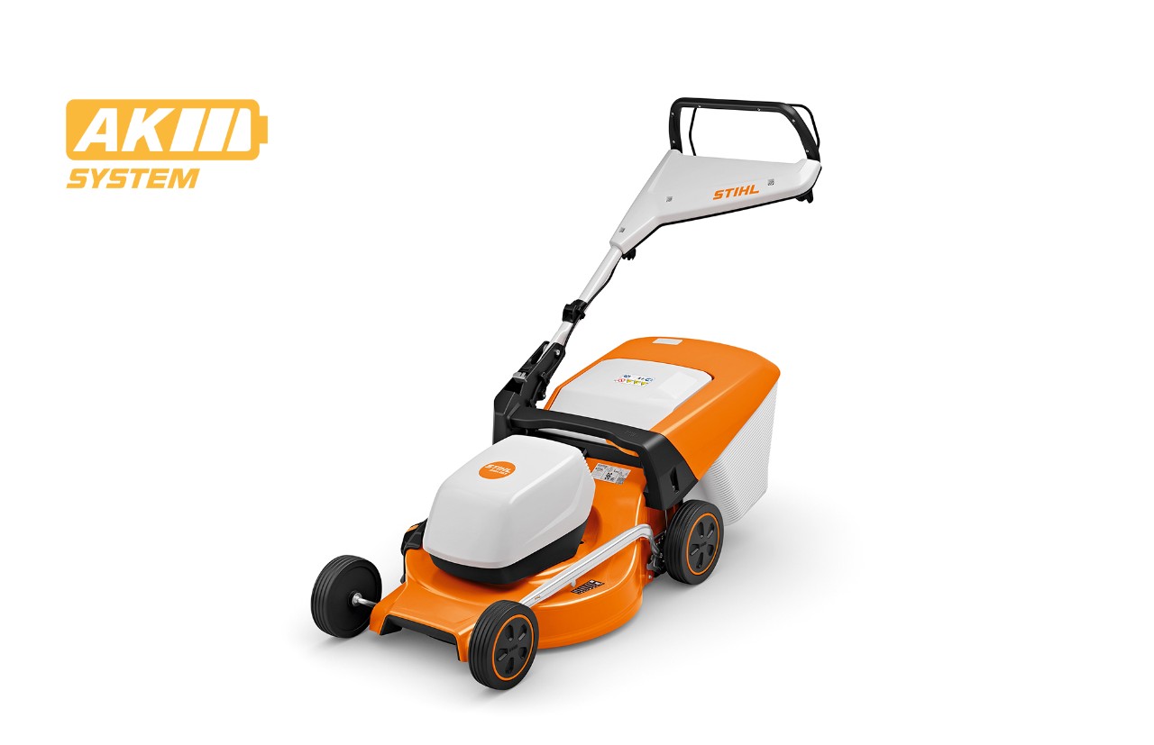 Image produit de la tondeuse à gazon à batterie STIHL RMA 253, en haut à gauche icône de la batterie pour le système AK de STIHL 