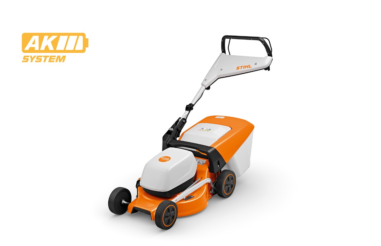 Image produit de la tondeuse à gazon à batterie STIHL RMA 248, icône de batterie en haut à gauche pour le système AK de STIHL