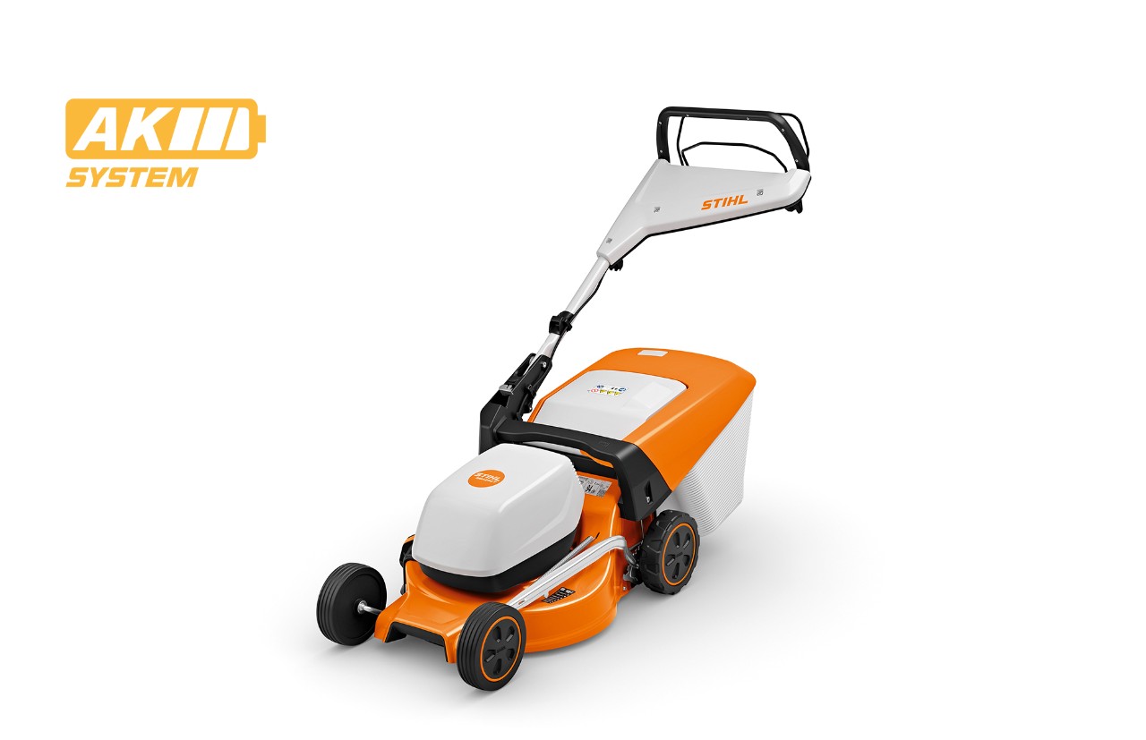 Image produit de la tondeuse à gazon à batterie STIHL RMA 248 T, en haut à gauche icône de la batterie pour le système AK de STIHL