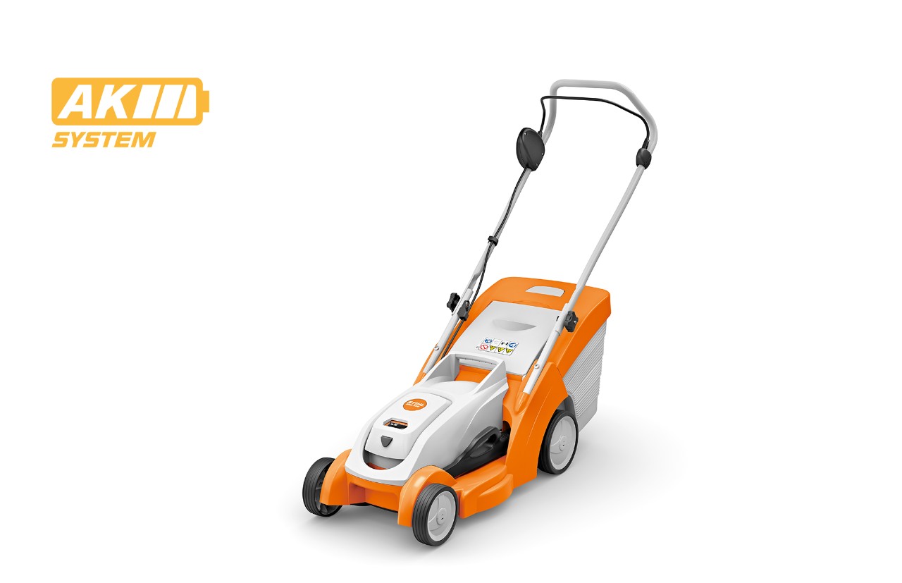 Image produit de la tondeuse à gazon à batterie STIHL RMA 239, icône de batterie en haut à gauche pour le système AK de STIHL