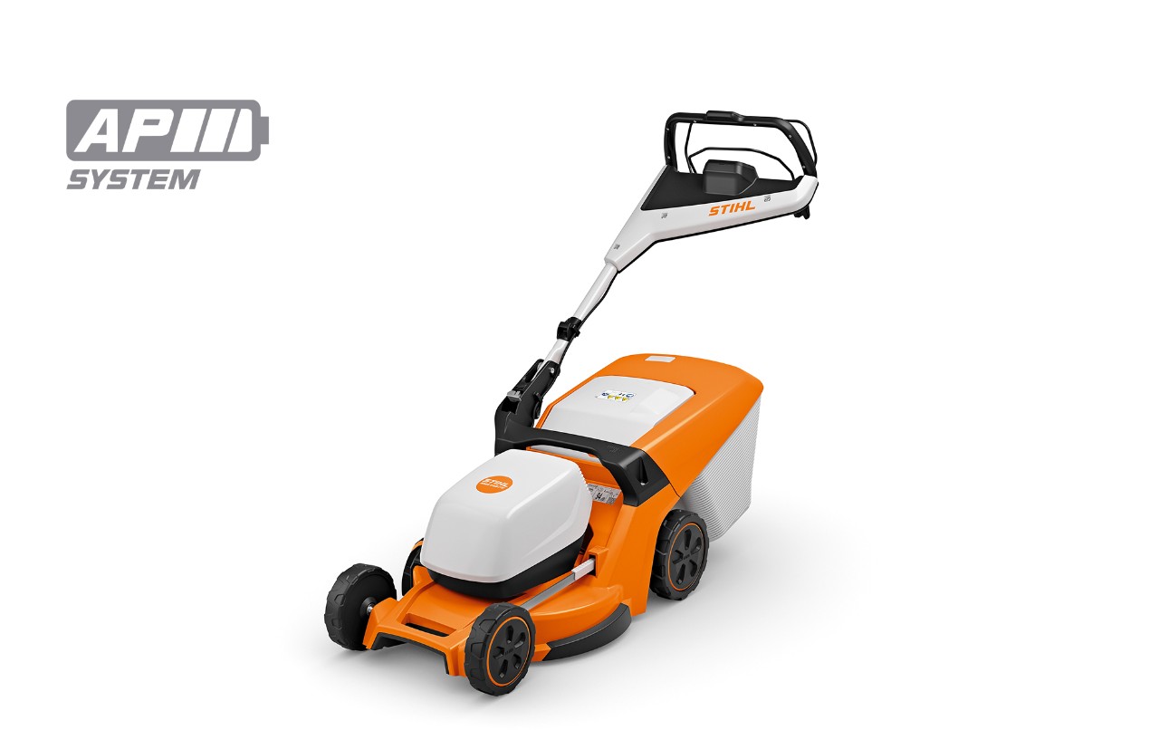 Image produit de la tondeuse à gazon à batterie STIHL RMA 448 PV, en haut à gauche icône de la batterie pour le système AP de STIHL