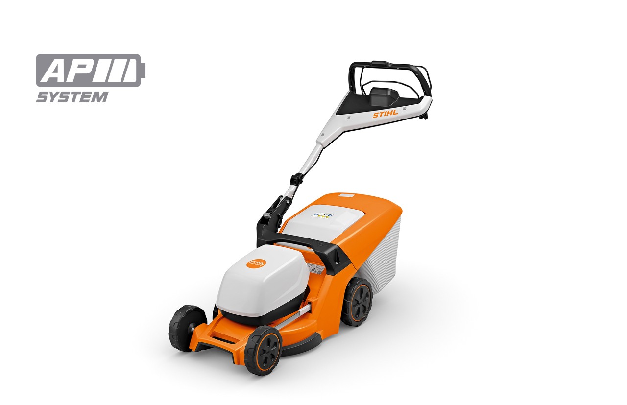 Image produit de la tondeuse à gazon à batterie STIHL RMA 443 PV, en haut à gauche icône de la batterie pour le système AP de STIHL